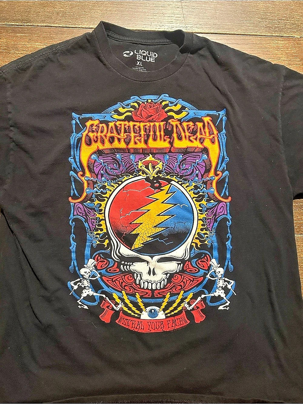 Liquid Blue Grateful Dead Steal Your Face Graphic Tee Black XL